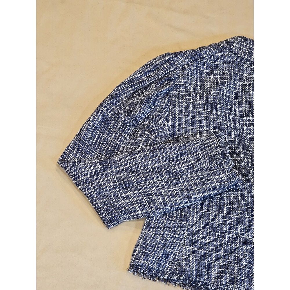 Paige Chelsea Tweed Blazer Linen Blend‎ Rayon Lined Button-Down Navy Size XS - Picture 13 of 14